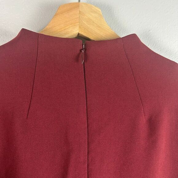 Theory Dolman Shift Dress - Mock Neck Long Sleeve - Burgundy - Picture 6 of 8
